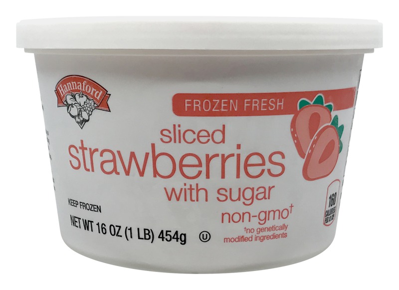1Source Hannaford Sliced Strawberries With Sugar, Frozen Fresh